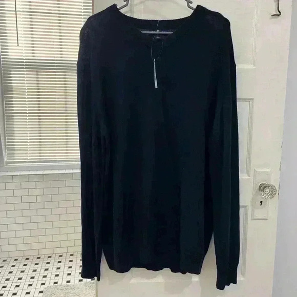 NWT Oleg Cassini navy blue vneck silk cotton blend sweater size xxl - Picture 1 of 6